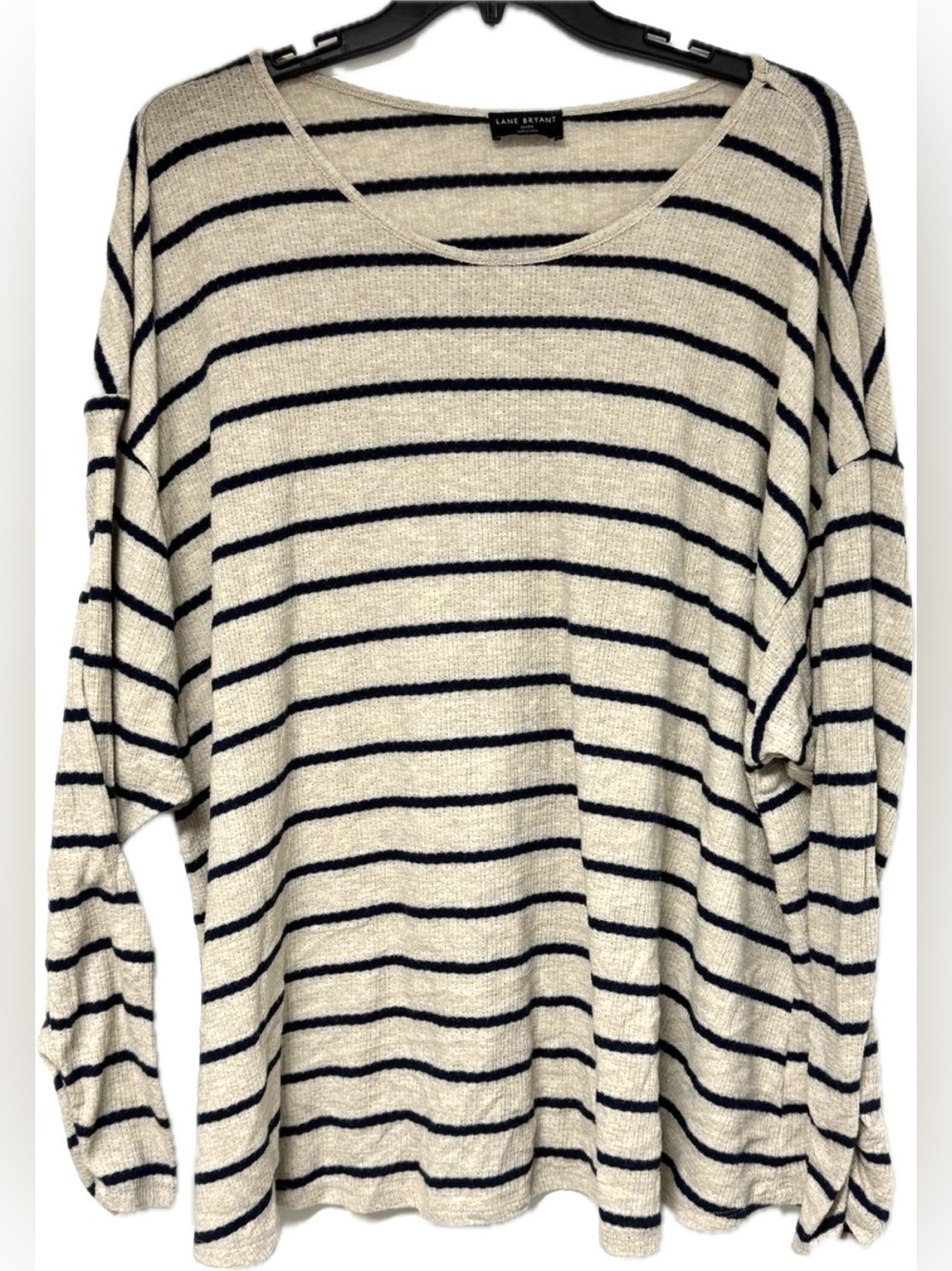 Lane Bryant Cream and Navy Striped Knit Sweater 26/28